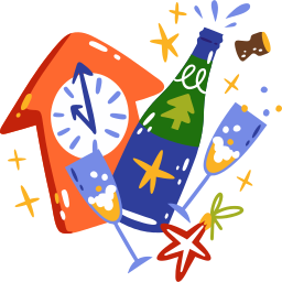 alcohol, birthday and party, celebration, champagne, cheers, clock, countdown, party, toast, free icon, free icons, free svg, free png, svg, icon