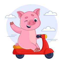 actions, animal, emotions, pig, piggy, scooter, smileys, free icon, free icons, free svg, free png, svg, icon